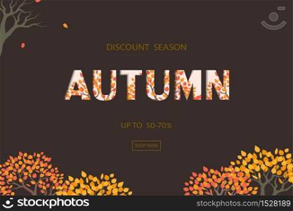 Autumn or Fall background with discount text for shopping promotion,poster,leaflet,banner,flyer or website,vector illustration