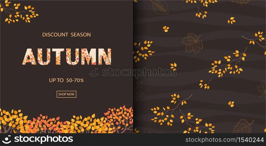 Autumn or Fall background with seamless pattern,can be used for shopping promotion,banner,poster,flyer,invitation,website,print or wallpaper,vector illustration