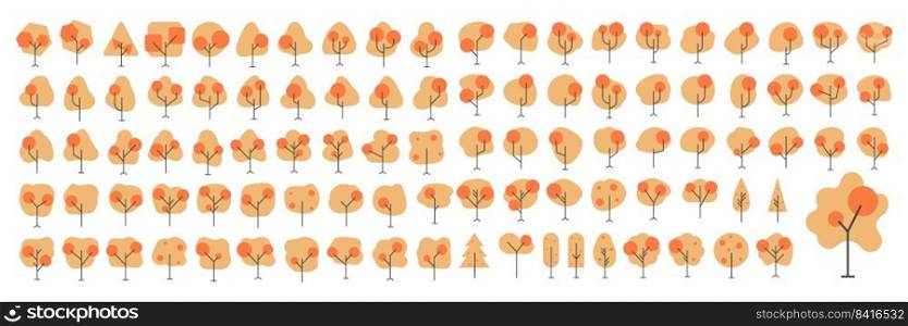 autumn Orange  color Tree icon in a collection. Vector illustration. Creative Forest Icon Collection