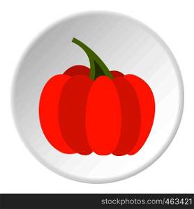 Autumn pumpkin icon in flat circle isolated vector illustration for web. Autumn pumpkin icon circle