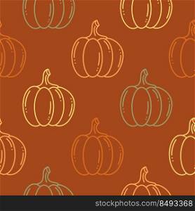 Autumn pumpkins seamless pattern. Colorful orange background with autumn vegetables vector illustration. Fall print for thanksgiving day. Template for packaging, textiles and design. Autumn pumpkins seamless pattern