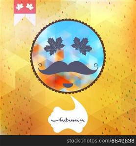 Autumn rain with hipster style Mustache and Glasses with geometric shapes. And also includes EPS 10 vector