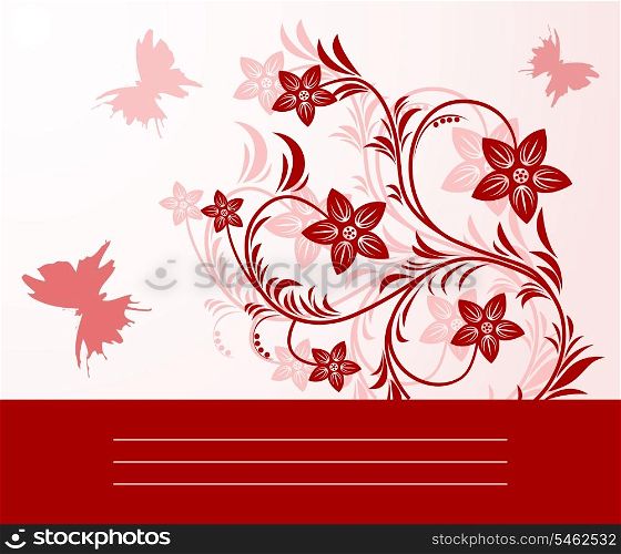 Autumn. Red flower on an autumn background. A vector illustration