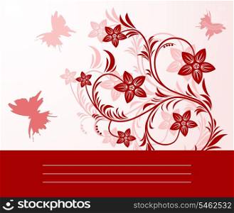 Autumn. Red flower on an autumn background. A vector illustration