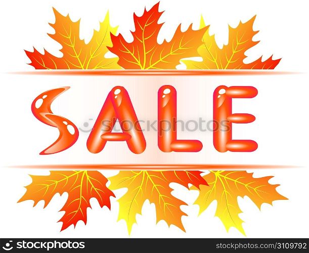 Autumn sale ad with falling maple leaves