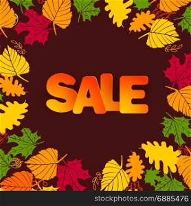 Autumn Sale background. Autumn Sale background. Design for banner or tag with maple leaves circle frame with text Sale. Vector illustration.