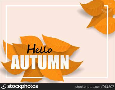 Autumn sale background. design with autumn leaves on pink background. Vector.