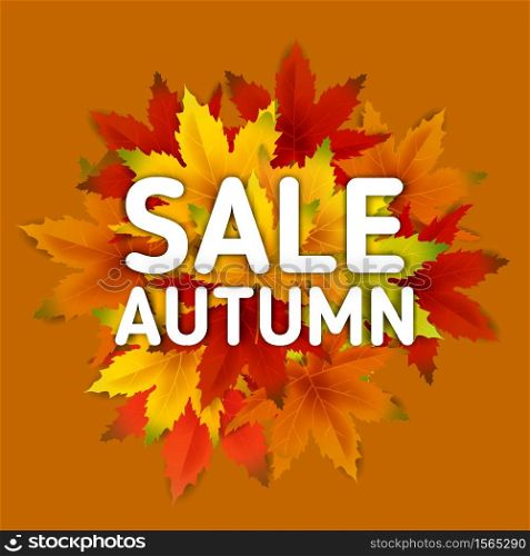 Autumn Sale Background Template, with falling bunch of leaves, shopping sale or seasonal poster. Autumn Sale Background Template, with falling bunch of leaves, shopping sale or seasonal poster for shopping discount promotion, Postcard and Invitation card. Vector illustration Voucher, Banner, Flyer, Promotional Poster