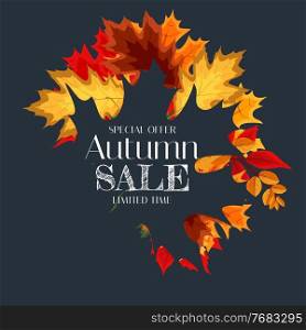 Autumn Sale Background Template with leaves. Special offer. Limited Time. Vector Illustration EPS10. Autumn Sale Background Template with leaves. Special offer. Limited Time. Vector Illustration