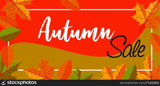 Autumn sale banner horizontal. Flat illustration of vector autumn sale banner horizontal for web design. Autumn sale banner horizontal, flat style