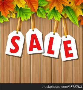Autumn sale banner with colorful fall leaves