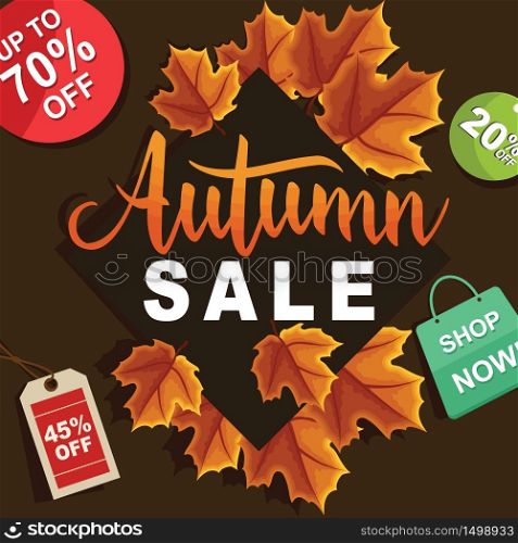 Autumn Sale Fall Leaves Shopping Promotion Card Label Banner