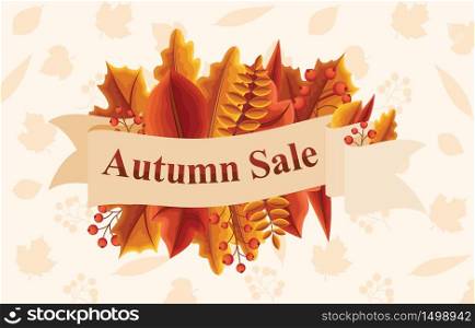 Autumn Sale Fall Leaves Shopping Promotion Card Label Banner