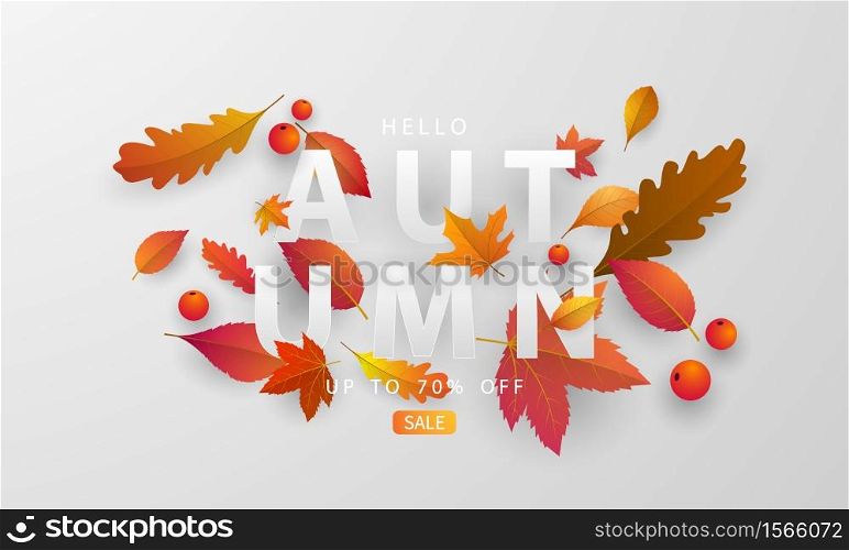 Autumn sale falling leaves background nature