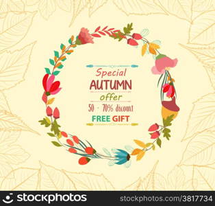 Autumn sale leaves background retro