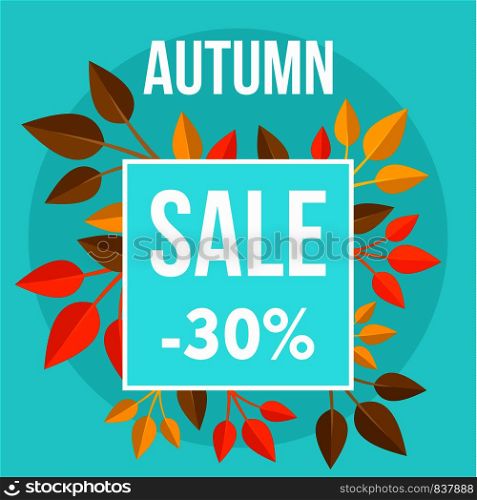 Autumn sale market blue background. Flat illustration of autumn sale market blue vector background for web design. Autumn sale market blue background, flat style