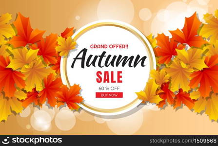 autumn sale template banner Vector background for banner, poster, flyer