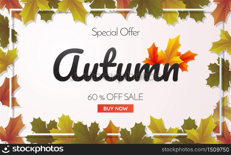 autumn sale template banner Vector background for banner, poster, flyer