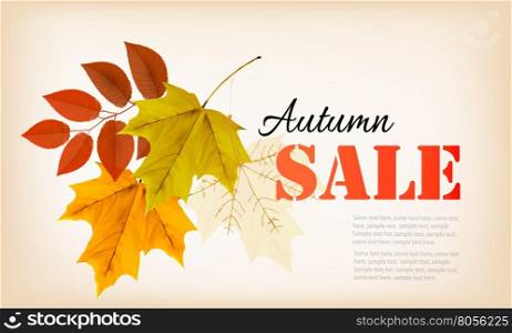 Autumn sales banner. Vector.