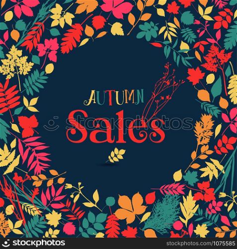 Autumn sales. Vector design illustration with heart.. Autumn sales. Vector design illustration.