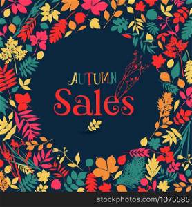 Autumn sales. Vector design illustration with heart.. Autumn sales. Vector design illustration.