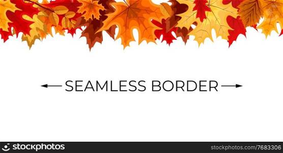 Autumn Seamless Border with Falling Autumn Leaves. Vector Illustration  EPS10. Autumn Seamless Border with Falling Autumn Leaves. Vector Illustration