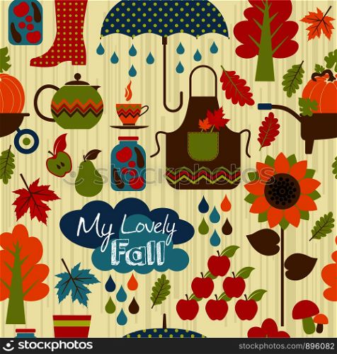 Autumn seamless pattern.. Autumn seamless pattern with icons
