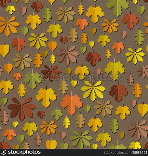 Autumn seamless pattern. Autumn seamless pattern with icons of leaves in flat style.