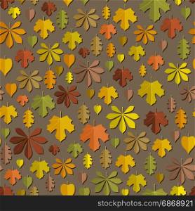 Autumn seamless pattern. Autumn seamless pattern with icons of leaves in flat style.