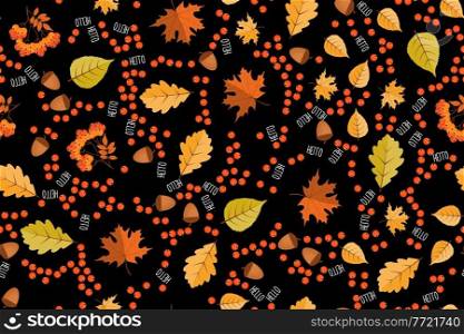 Autumn seamless pattern background with falling leaves. Vector Illustration EPS10
