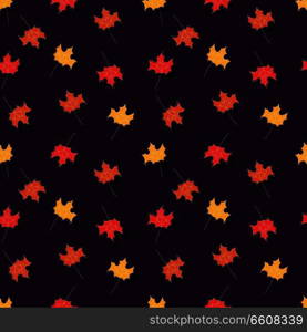 Autumn seamless pattern with floral decorative elements, colorful design, vector illustration