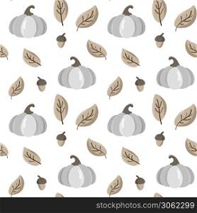 Autumn seamless vector pattern with pumpkins, leaves and acorn. Beautiful background for Thanksgiving Day, wallpaper, children textile.. Autumn seamless vector pattern with pumpkins, leaves and acorn. Beautiful background for Thanksgiving Day, wallpaper, children textile