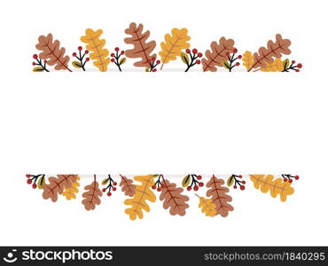 Autumn season background with rectangle frame for text. Free space. Isolated vector illustration