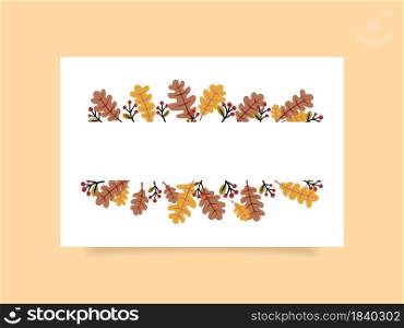 Autumn season rectangle frame design with free space for text. Vector illustration