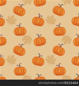 Autumn Season Seamless Pattern Design with Fall Elements in Template Cartoon Flat Illustration