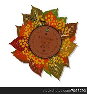 Autumn seasonal sale label. Vector illustration