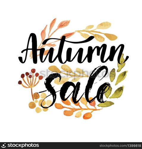 Autumn seasons sale, leaves of bouquet, handmade painted, abstract vector illustration, nature design art. Golden autumn, seasons sale, leaves of bouquet, handmade painted, abstract vector design art