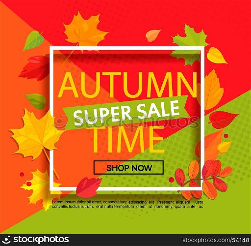Autumn super sale banner.. Autumn geometric super sale banner. Vector illustration.