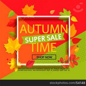 Autumn super sale banner.. Autumn geometric super sale banner. Vector illustration.
