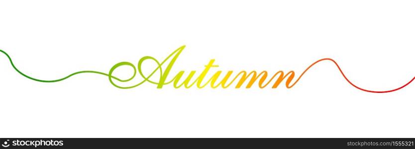 Autumn text card. Vector gradient lettering banner. Autumn background.