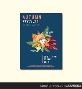 Autumn themed Poster design with plants concept, October festival illustration template
