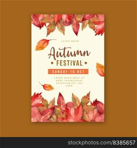 Autumn themed Poster design with pumpkin concept, creative foliage vector illustration template
