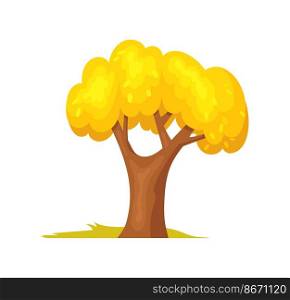 Autumn tree. Gold scenery of november season, fantasy vector design isolated on white background. Autumn tree. Gold scenery of november season, fantasy vector design