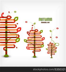 Autumn tree vector line art background