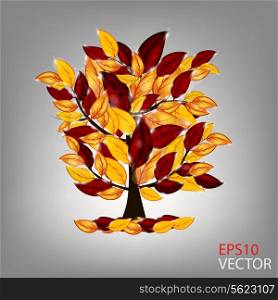 autumn tree with colorful leaves. Vector illustration.
