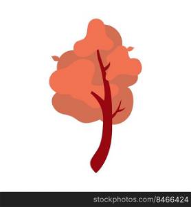 Autumn tree with red foliage semi flat color vector object. Nature at fall season. Full sized item on white. Plant simple cartoon style illustration for web graphic design and animation. Autumn tree with red foliage semi flat color vector object