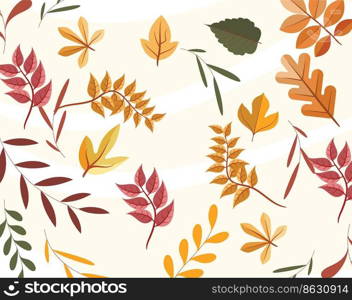 Autumn trees pattern, Leaf fall seamless background