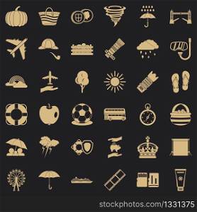 Autumn umbrella icons set. Simple style of 36 autumn umbrella vector icons for web for any design. Autumn umbrella icons set, simple style
