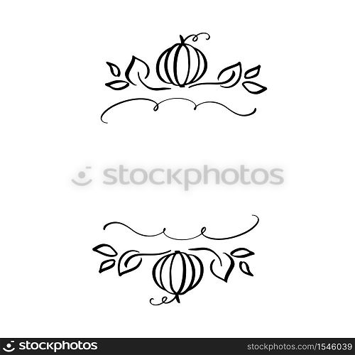 Autumn vector illustration leaves and pumpkin border frame with space text background. Black brush doodle sketch with gourds for thanksgiving day holiday.. Autumn vector illustration leaves and pumpkin border frame with space text background. Black brush doodle sketch with gourds for thanksgiving day holiday