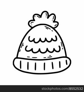 Autumn warm hat. Vector doodle illustration. Sketch.